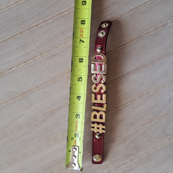 BCBGeneration Vtg. 90's #Blessed Red Gold Snap Clasp Y2K Bracelet - Picture 5 of 5